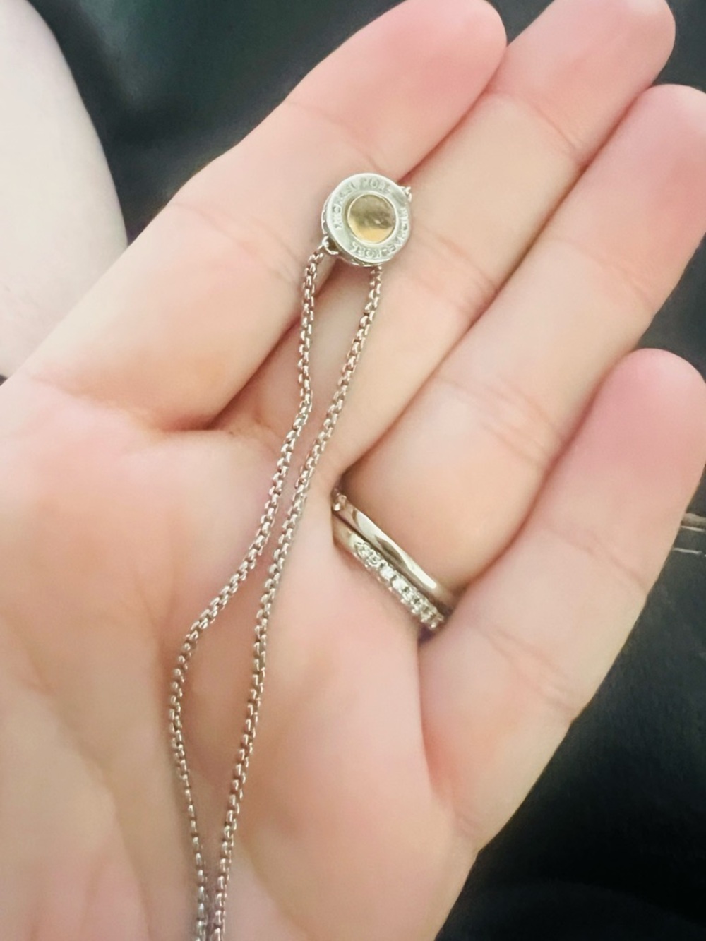 Michael Kors Two-Tone Disc Pendant Necklace in Silver and Gold